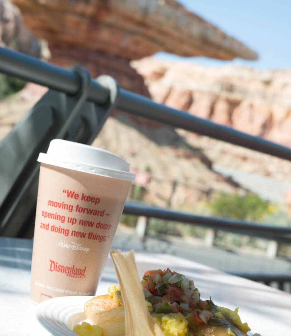 Coffee and Chicken Tamale Breakfast from Flo's V8 Cafe at California Adventure | Where to Find Good Coffee at Disneyland