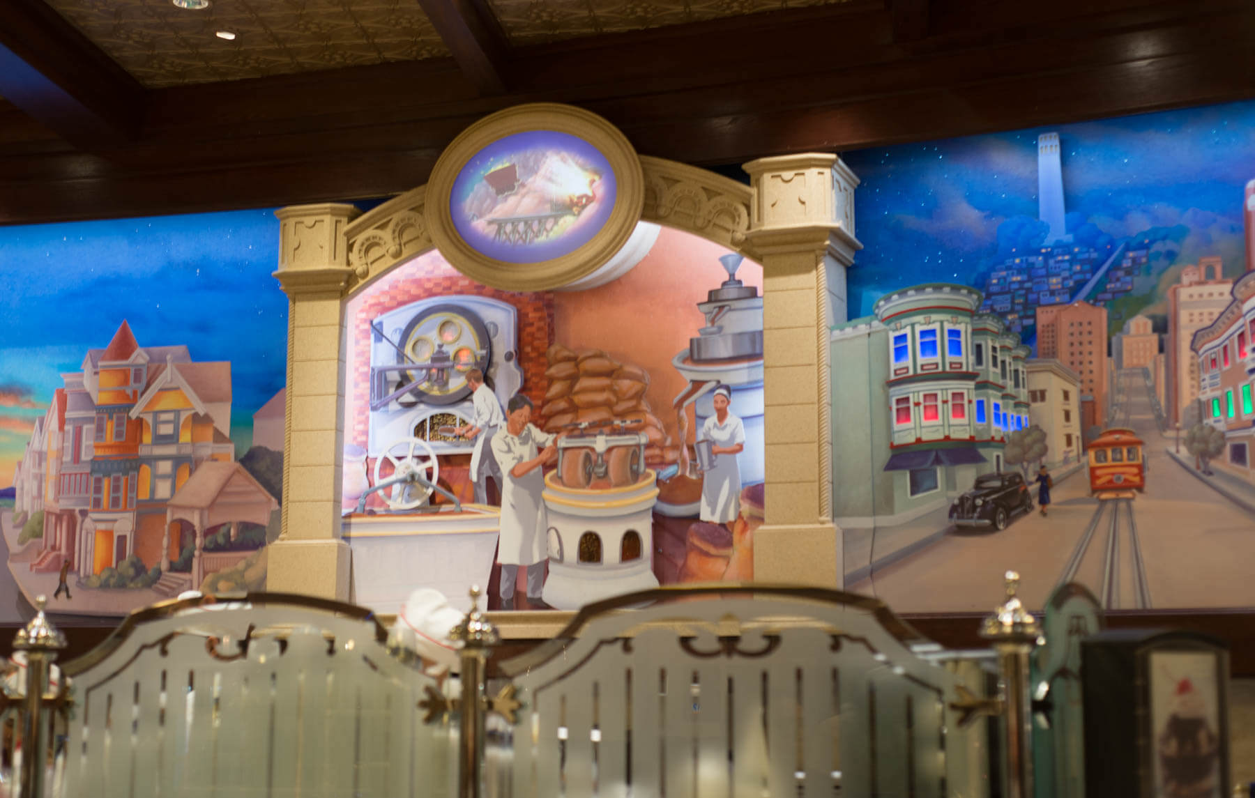 Ghiradelli's Chocolate Shop Factory Mural | Where to Find Good Coffee at Disneyland