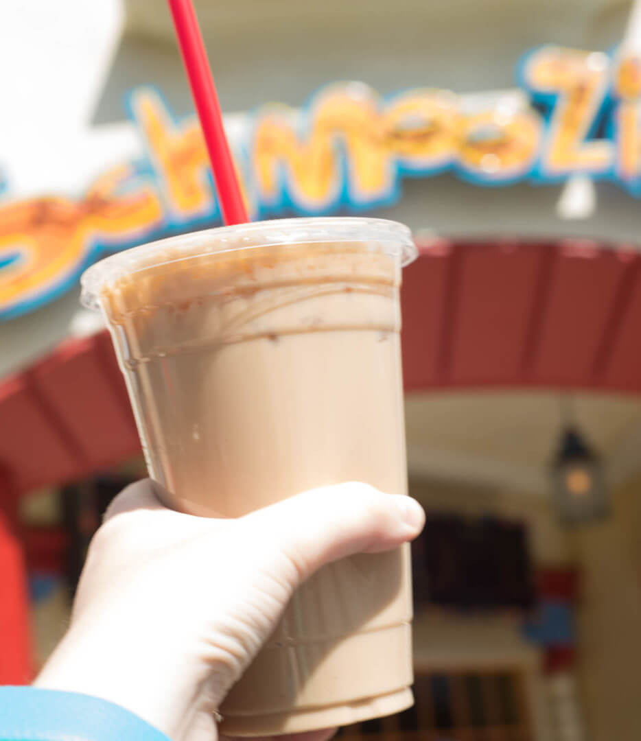Iced Hazelnut Latte from Schmoozie's at California Adventure | Where to Find Good Coffee at Disneyland