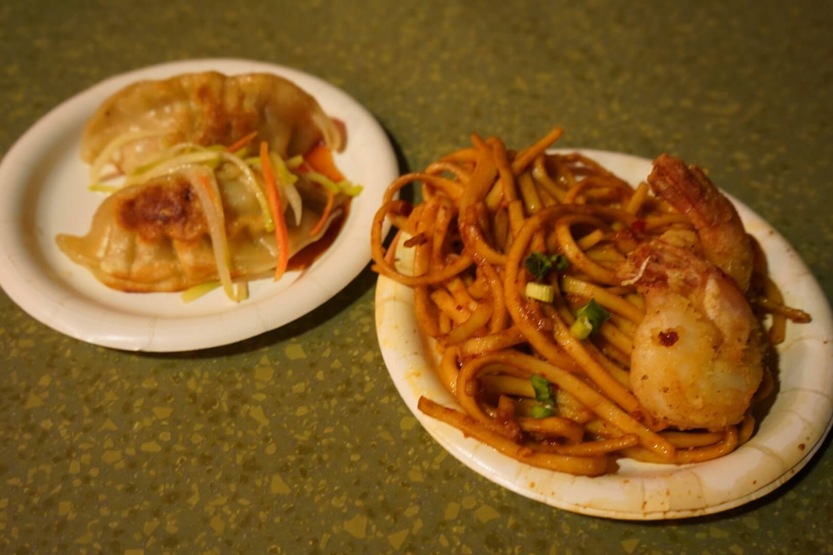 Black Pepper Shrimp with Garlic Noodles and Chicken Dumplings with Chinese Slaw (China) - Epcot Food & Wine