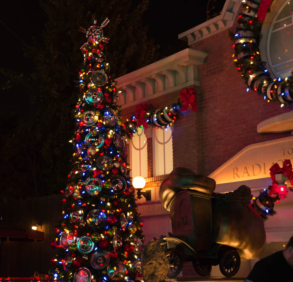 Christmas Tree and decorations in Cars Land 