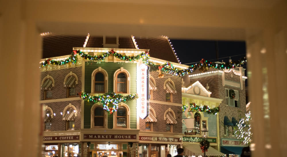 Disneyland Main Street at Christmas Door View