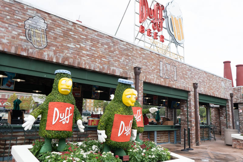 Duff Beer Brewery Garden with the seven duffs at universal studios orlando
