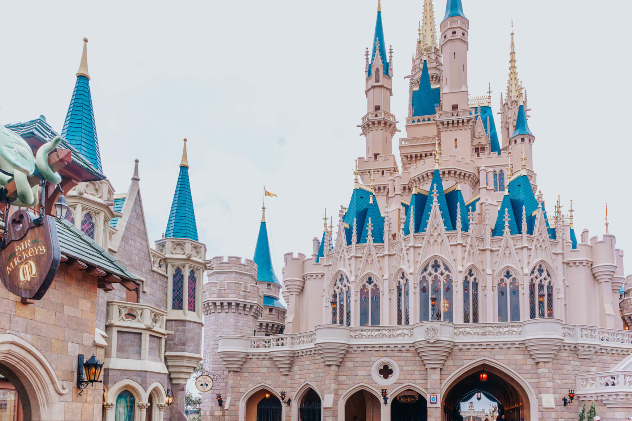 Back of Cinderella Castle at Disney World Pink Filter