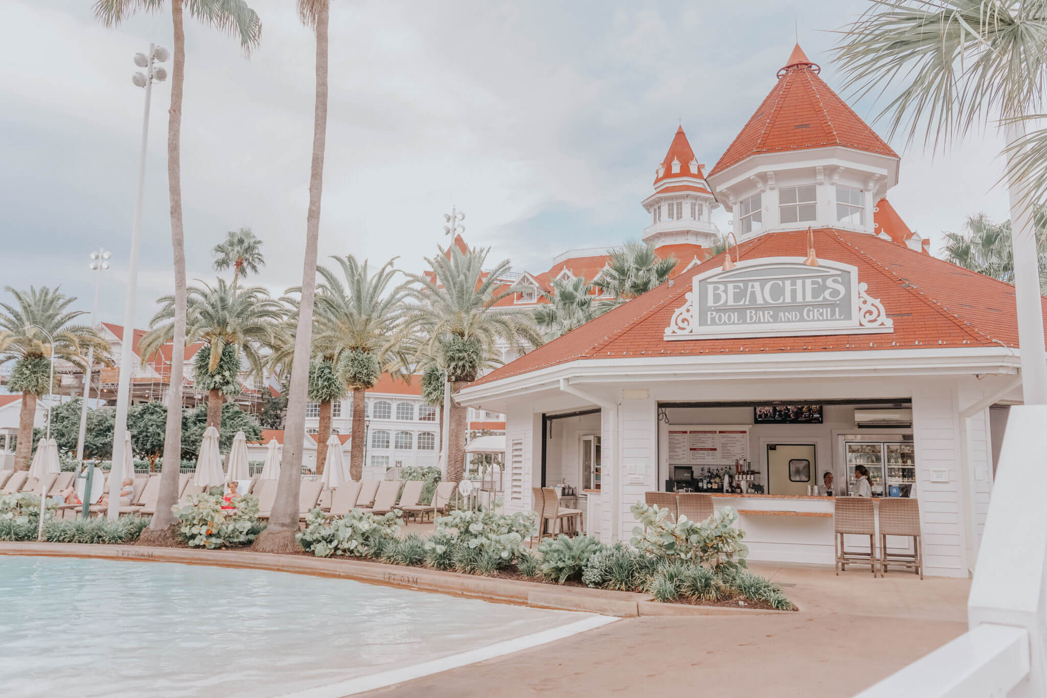 Disney World's Grand Floridian Courtyard pool with beaches pool bar and grill