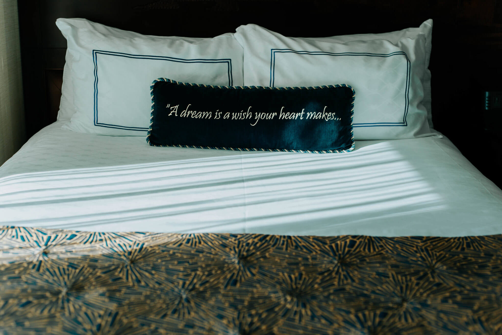 The Disneyland Hotel Room with cinderella pillow