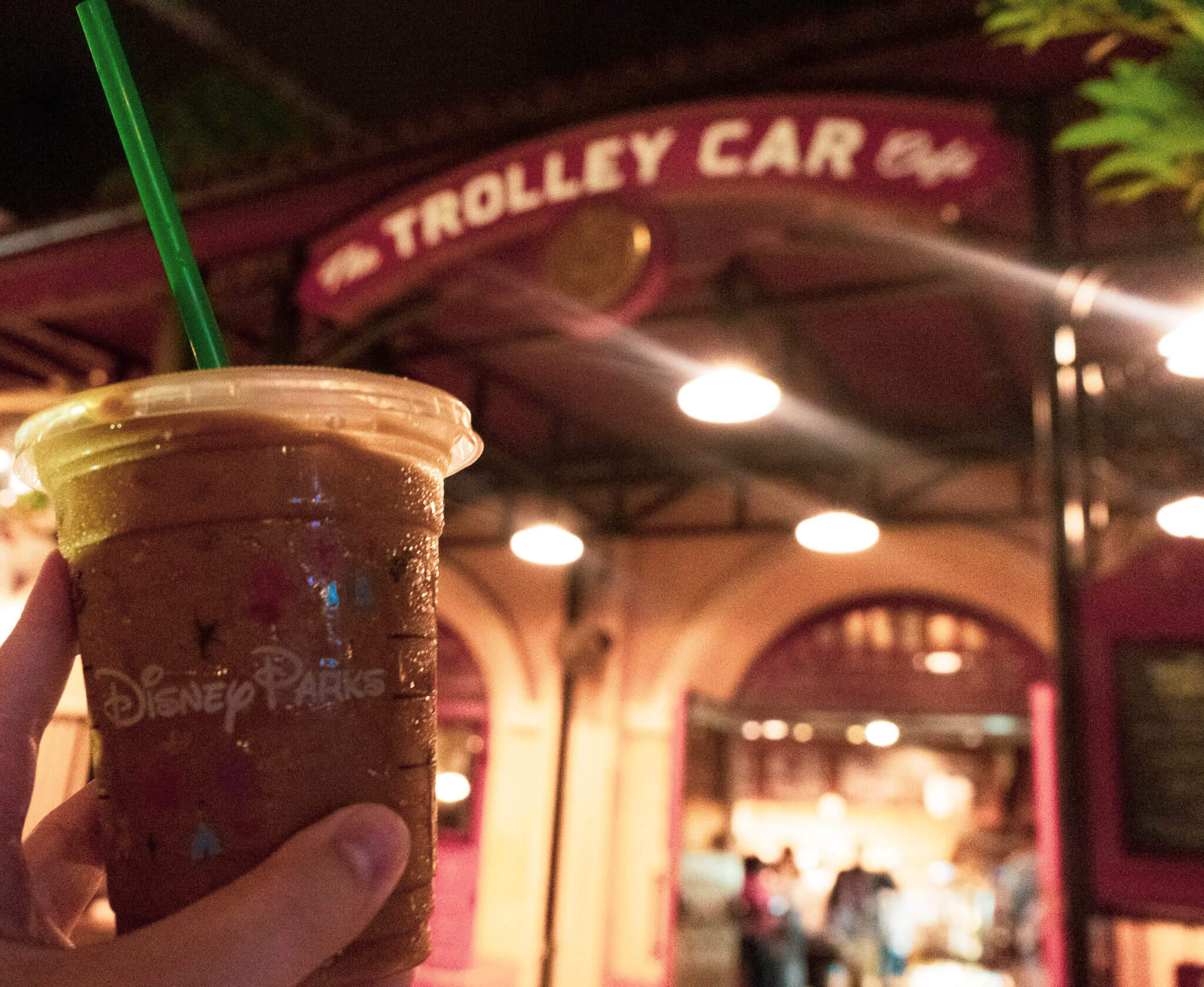 Iced latte coffee from Trolley Car Cafe in Hollywood Studios at Disney World