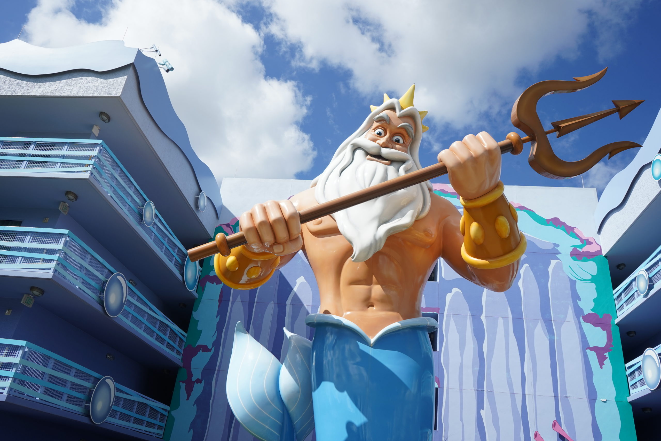 Clear photo of King Triton from Little Mermaid statue at Art of Animation