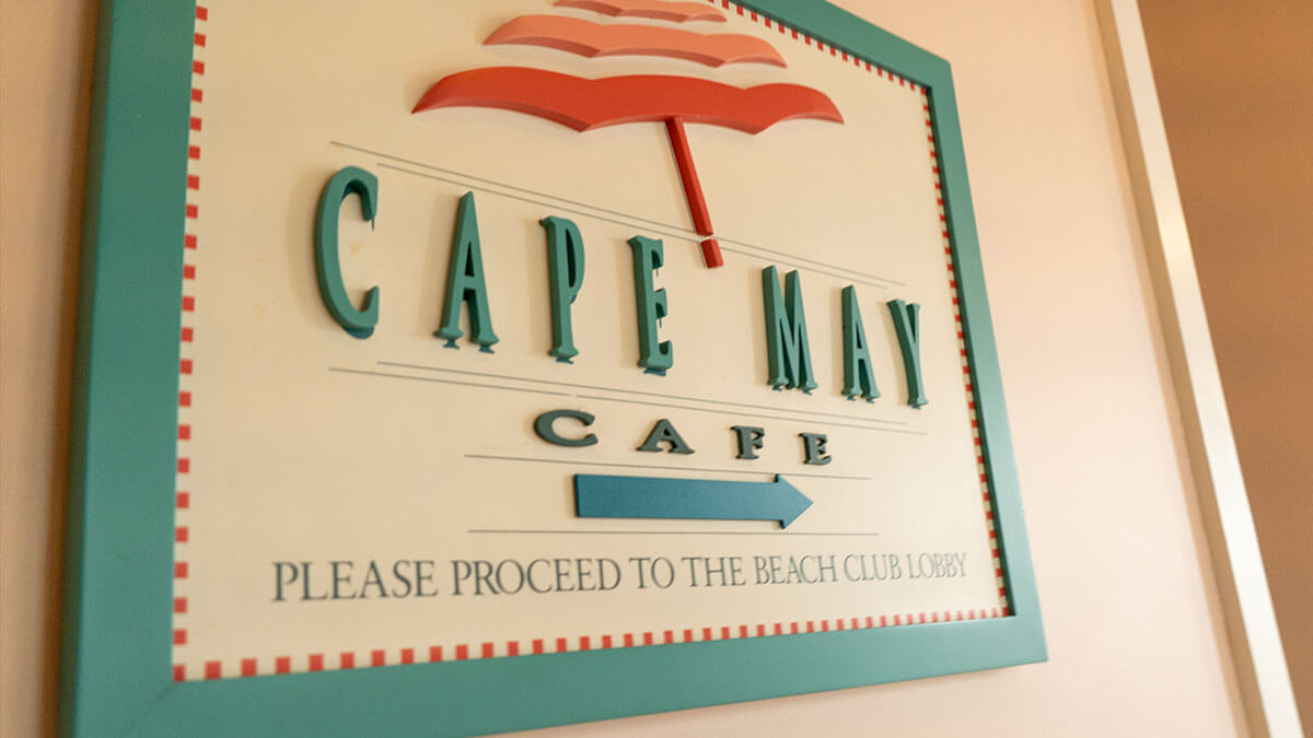 Cape May Cafe Entrance Sign at Beach Club